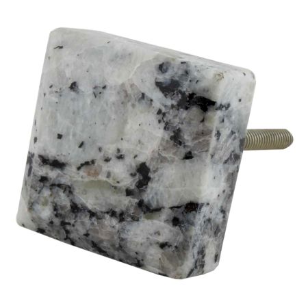 Grey Black Square Stone Cabinet Knob